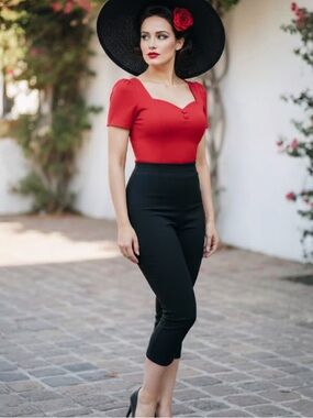 Hell Bunny Tina Retro Rockabilly Pinup Capri / Cigarette Pants NWT size 4X plus